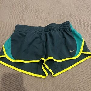 Nike Dark Green and yellow  Athletic Shorts Moisture-Wicking Design